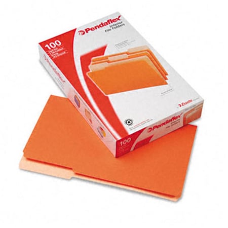 Pendaflex Interior File Folders- 1/3 Cut- Top Tab- Legal- Orange- 100/Box PE31859